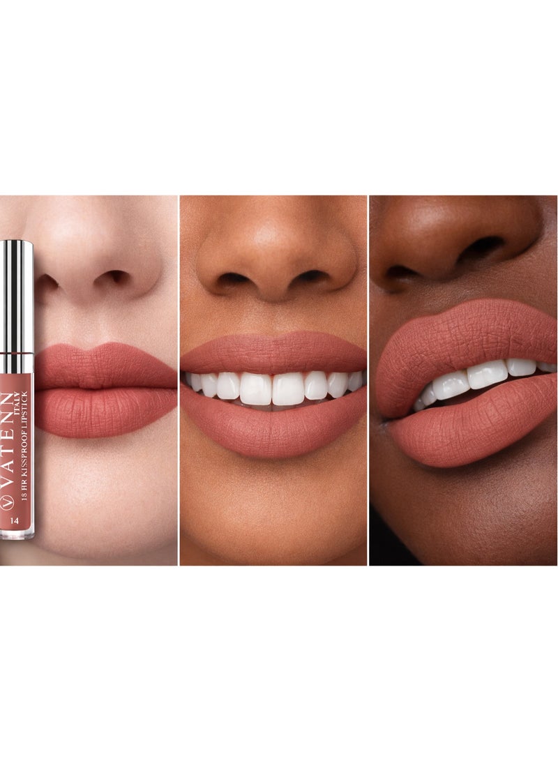 VATENN ITALY 18 Hr Kissproof Lipstick 14 Matte liquid lipstick, Lead-Free ,No Dry Feel, Weightless Feel, Vinyl Ink Kissproof /Lip Lingerie Transfer-Proof, All Day Wear. - Image 3